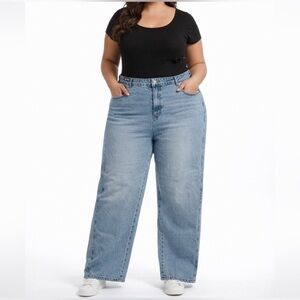 NWT Sz 20 - Future Collective - Women's Mid-Rise Wide Leg Slouchy Jeans Denim